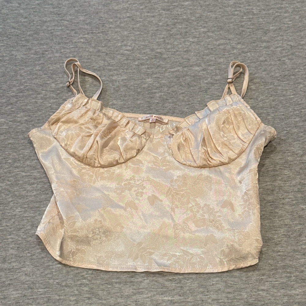 PacSun Cream Ruffled Bustier Top